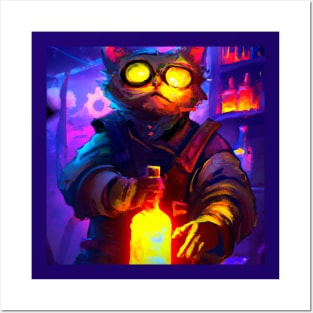 Futuristic Cat is a SciFi Mixologist Posters and Art